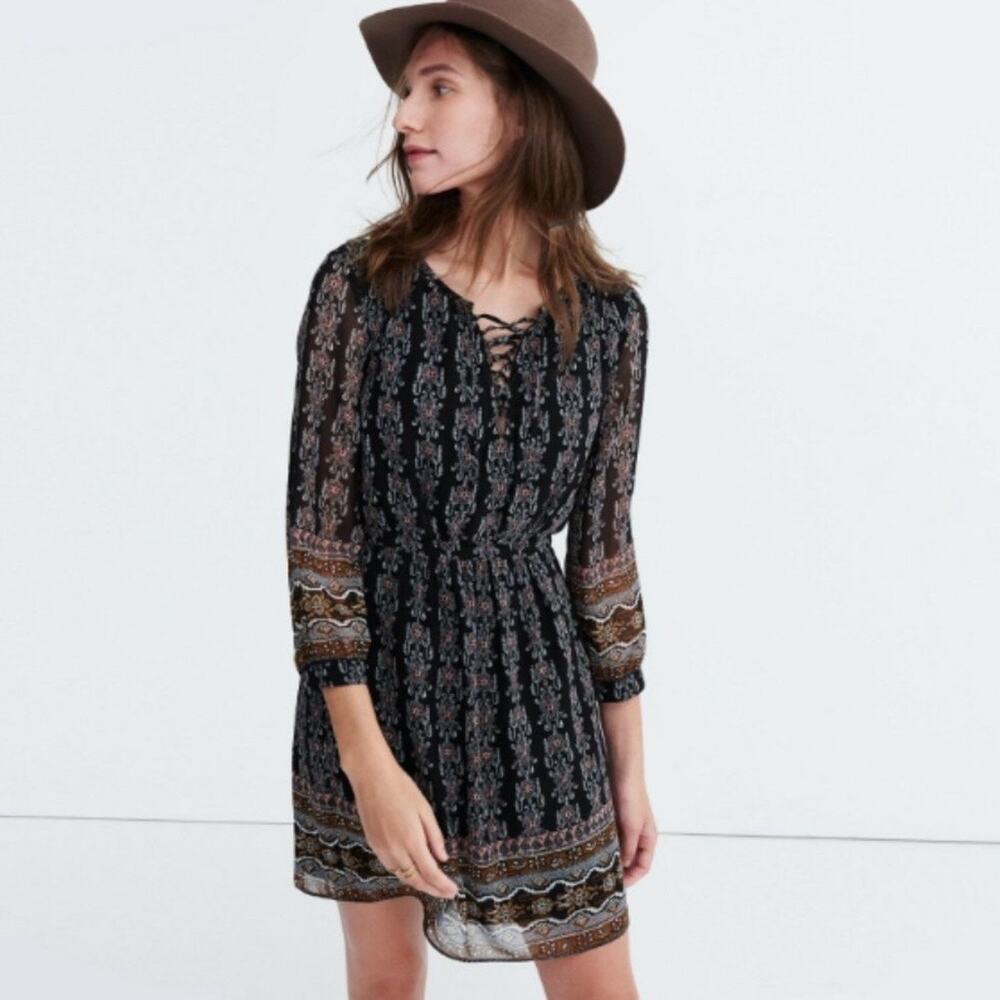 Madewell Black Woodland Mini Dress Sz 4